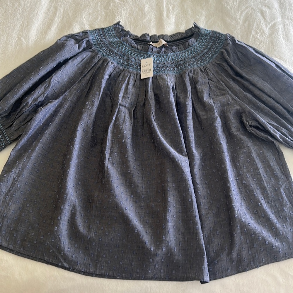 Blue cotton blouse size xl